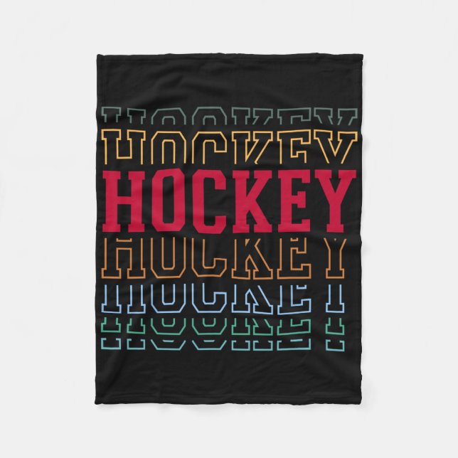 Hockey Funny Layered Text Team Player Coach Youth  Fleece Blanket (Front)
