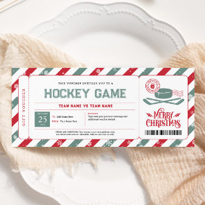 Hockey Game Christmas Gift Ticket Invitation