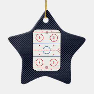 Hockey Game Companion Carbon Fiber Style Ceramic Ornament