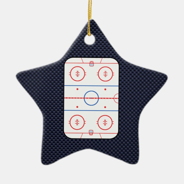 Hockey Game Companion Carbon Fiber Style Ceramic Ornament (Front)