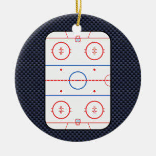 Hockey Game Companion Carbon Fiber Style Ceramic Ornament