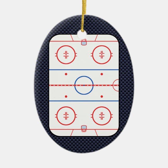 Hockey Game Companion Carbon Fiber Style Ceramic Ornament (Front)