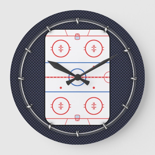 Hockey Game Companion Carbon Fiber Style Large Clock (Front)