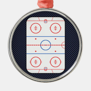 Hockey Game Companion Carbon Fiber Style Metal Ornament