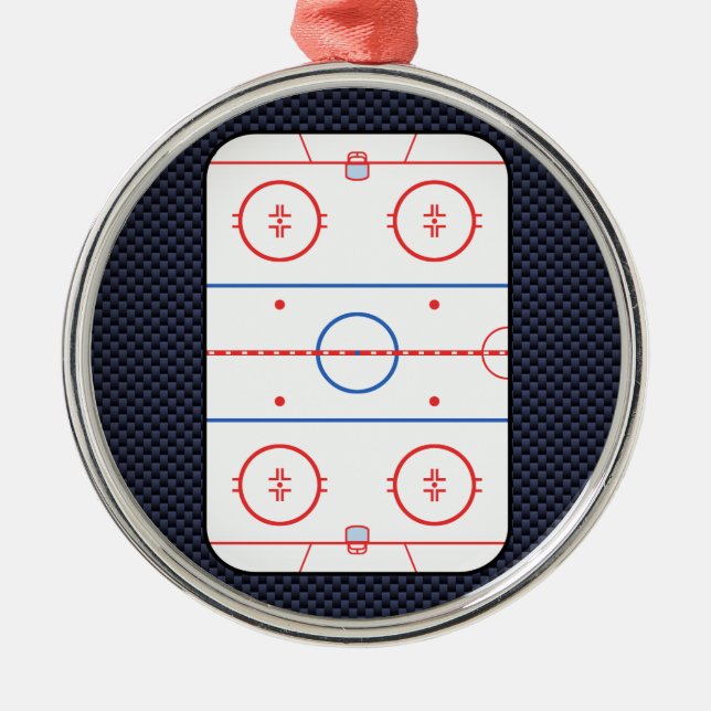 Hockey Game Companion Carbon Fiber Style Metal Ornament (Front)
