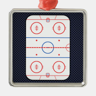 Hockey Game Companion Carbon Fiber Style Metal Ornament