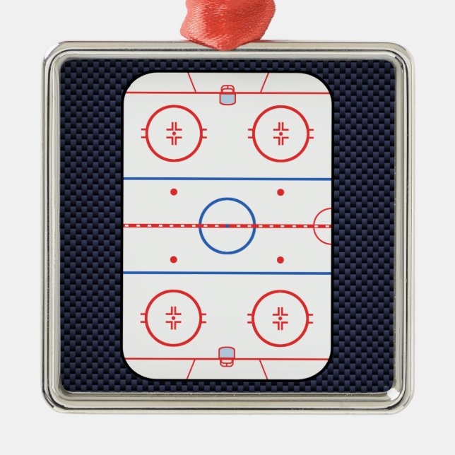 Hockey Game Companion Carbon Fiber Style Metal Ornament (Front)