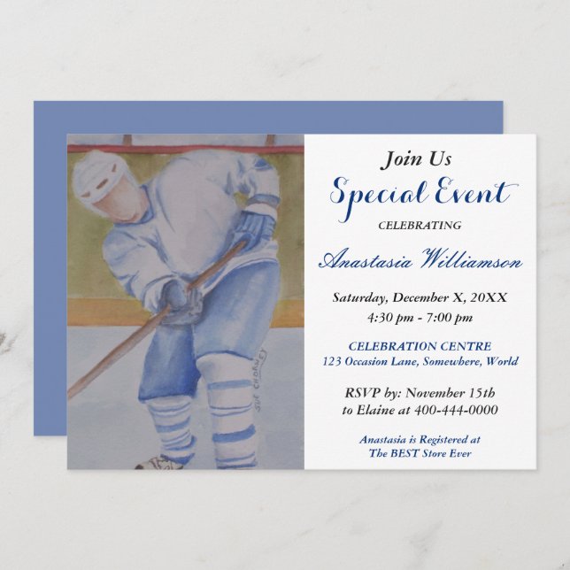 HOCKEY GAME PARTY EVENT INVITE (Front/Back)