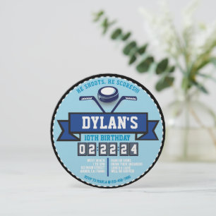 HOCKEY GAME Sports Kids Birthday Party Round Invitation