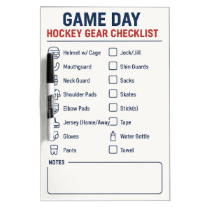 Hockey Gear Checklist – Dry Erase Whiteboard