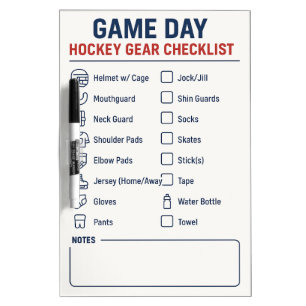 Hockey Gear Checklist – Dry Erase Whiteboard