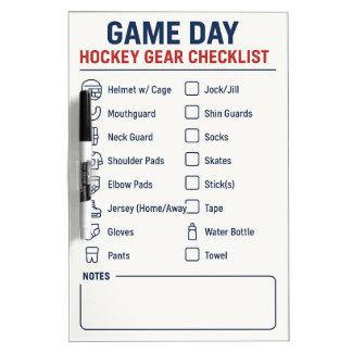 Hockey Gear Checklist – Dry Erase Whiteboard