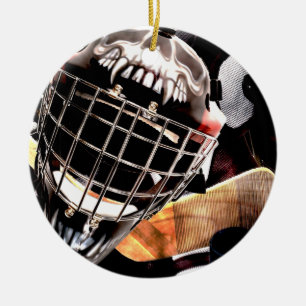Hockey Gear Grunge Style Ceramic Ornament