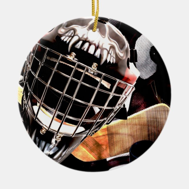 Hockey Gear Grunge Style Ceramic Ornament (Front)