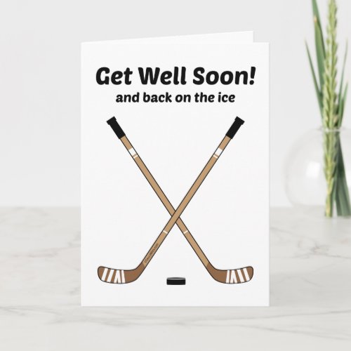 Hockey Get Well Soon Crossed Hockey Sticks Card