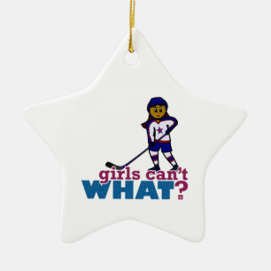 Hockey Girl Ceramic Ornament