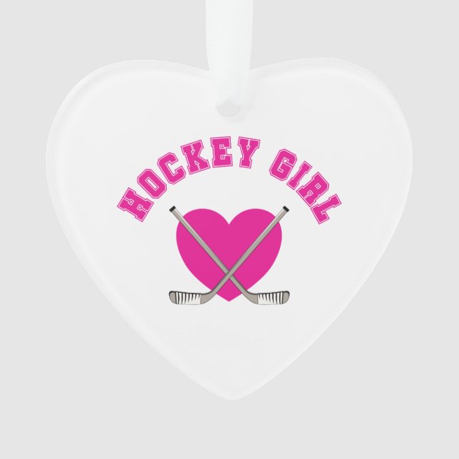 Hockey Girl Pink Heart Ornament (Front)