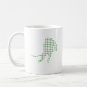 Hockey Girl Skater Silhouette Green Plaid Coffee Mug
