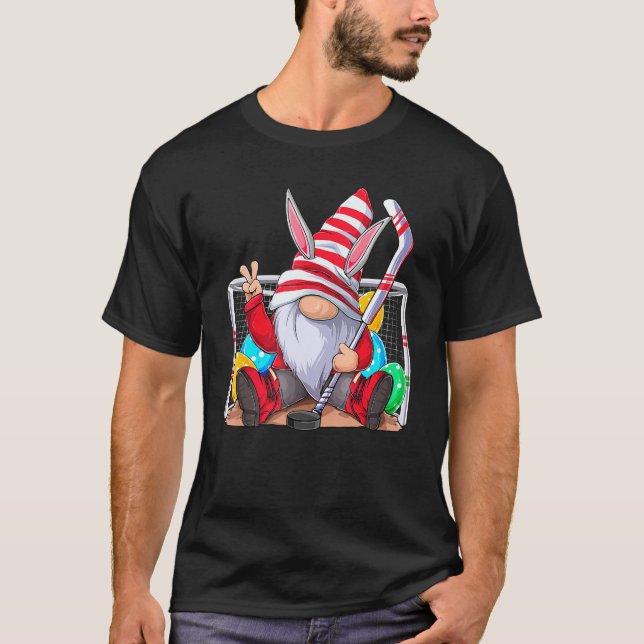 Hockey Gnome Easter Bunny Ears Eggs Hunting Boys T T-Shirt (Front)