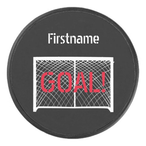 Hockey goal _ Black Personalized Ice Hockey Puck