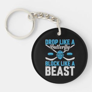 Hockey Goal Block Like a Beast Keychain