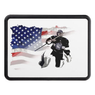 Hockey Goalie and US Flag Hitch Cover