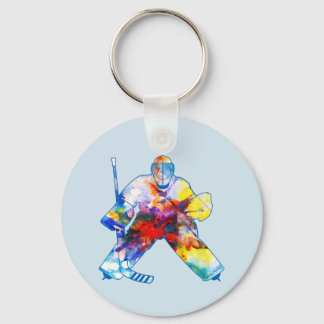 Hockey Goalie Bring It Watercolor Water Color Keychain