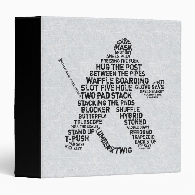 Hockey Goalie Calligram 3 Ring Binder (Front/Spine)