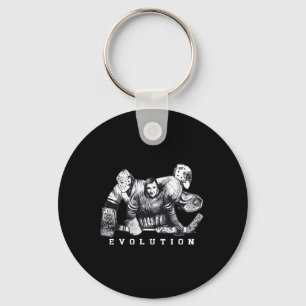 Hockey Goalie Evolution No Mask Vintage Mask To Mo Keychain