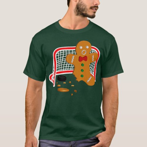 Hockey Goalie Funny Christmas TShirt Gingerbread M