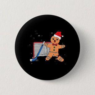 Hockey Goalie Gingerbread Goalkeeper Funny Christm Button