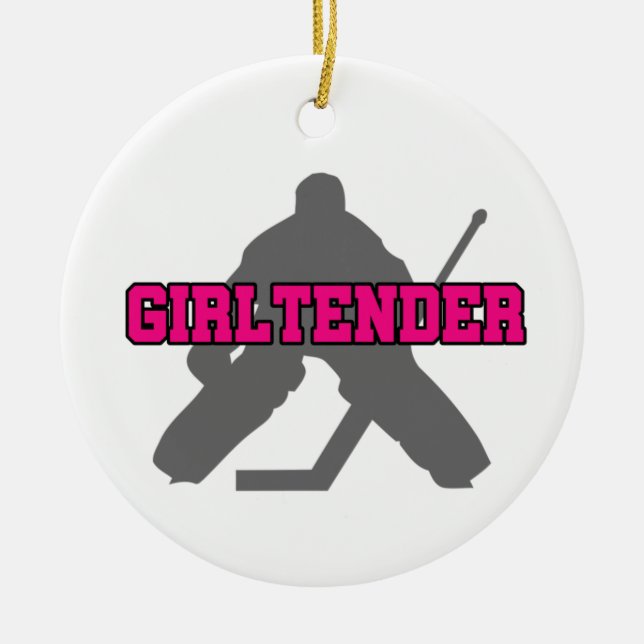 Hockey Goalie Girltender Ceramic Ornament (Front)