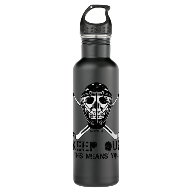 Hockey Goalie Hockey Skull Keep Out 607 player Stainless Steel Water Bottle (Front)