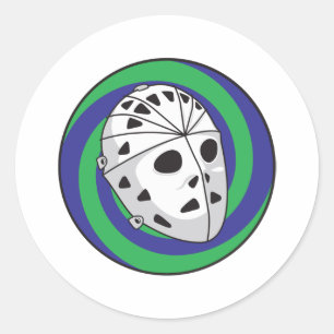 hockey goalie mask classic round sticker