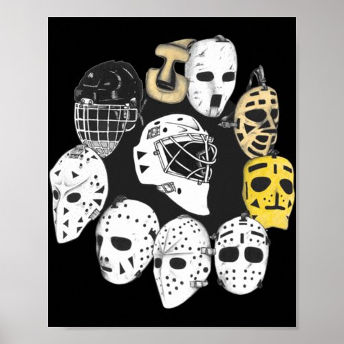 Hockey Goalie Mask Evolution Heritage Vintage Mode Poster