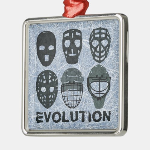 Hockey Goalie Mask Evolution Metal Ornament