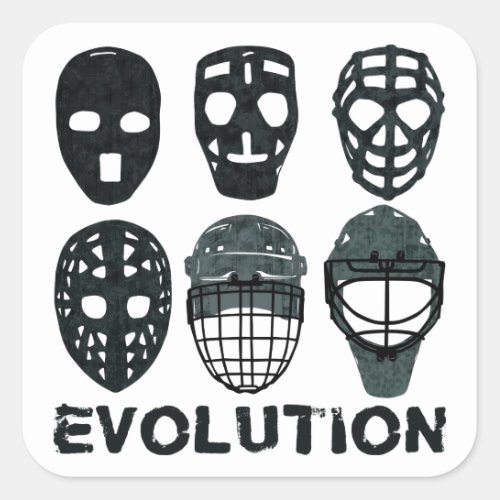 Hockey Goalie Mask Evolution Square Sticker