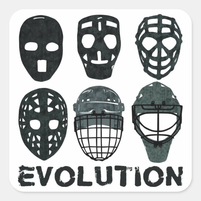 Hockey Goalie Mask Evolution Square Sticker (Front)