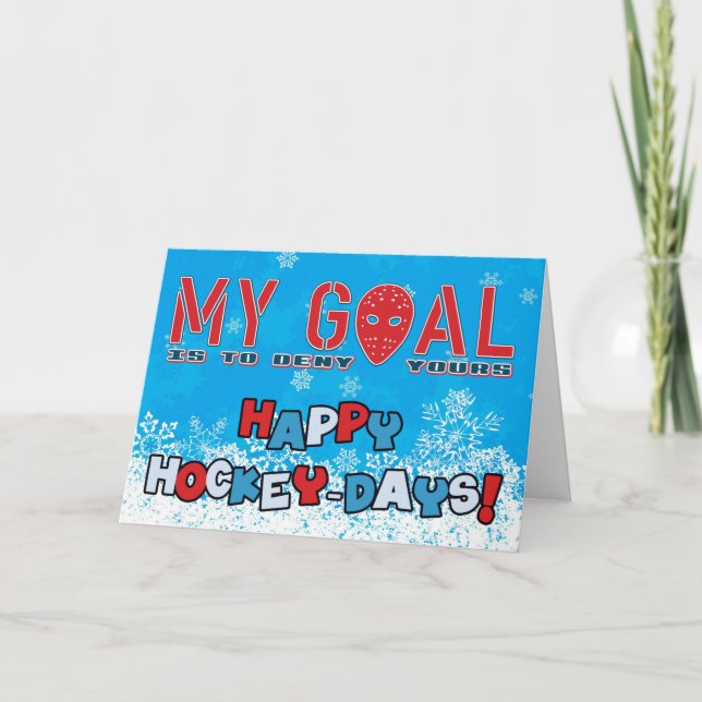 Hockey Goalie Mask Inspirational Christmas Card (Front)