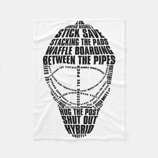 Hockey Goalie Mask Tygraphy  Fleece Blanket (Front)