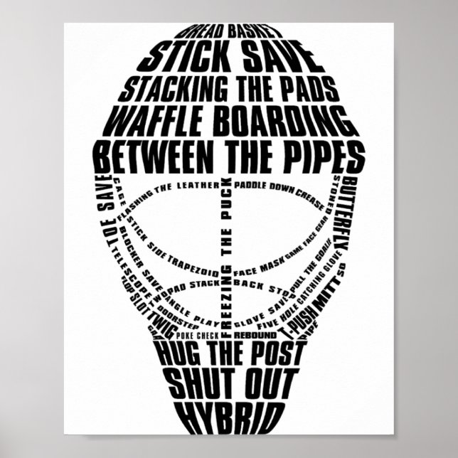 Hockey Goalie Mask Tygraphy  Poster (Front)