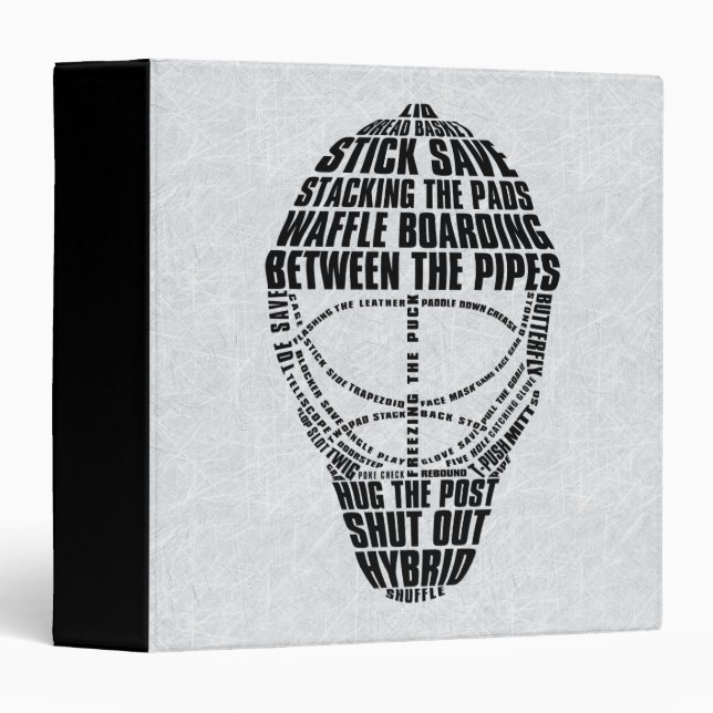 Hockey Goalie Mask Typography Binder (Front/Spine)