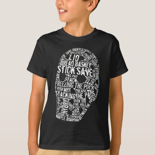 Hockey Goalie Mask Typography Design T_Shirt