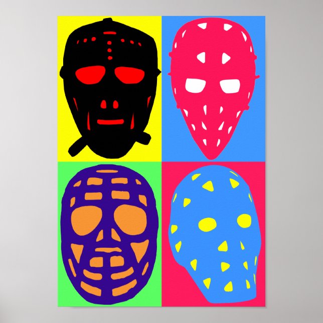 Hockey Goalie Masks Pop Art Poster (Front)