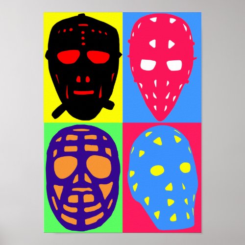 Hockey Goalie Masks Pop Art Poster