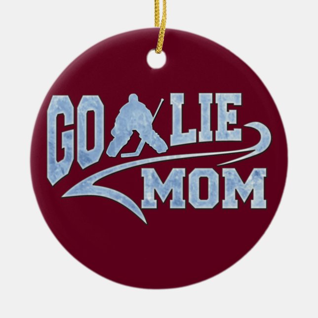 Hockey Goalie Mom Athletic Tail Ceramic Ornament (Front)