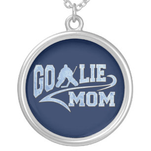Hockey Goalie Mom Athletic Tail Silver Plated Necklace