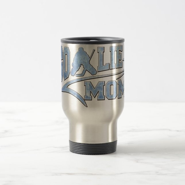 Hockey Goalie Mom Athletic Tail Travel Mug (Center)