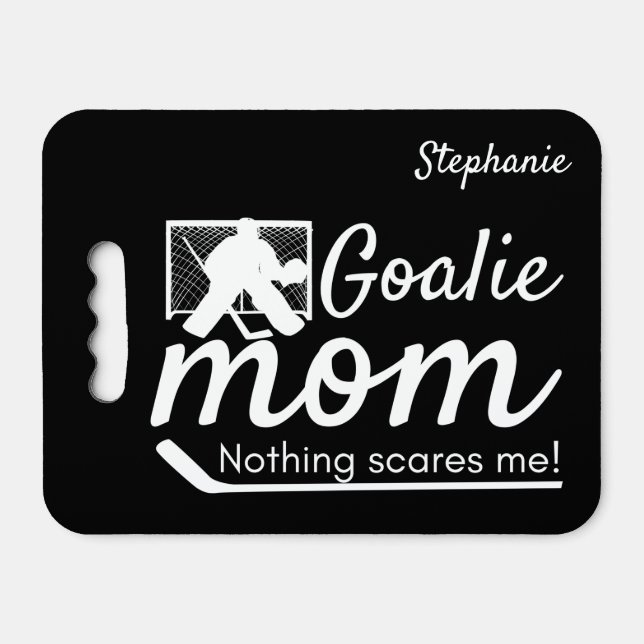 Hockey goalie mom gear rink seat cushion black (Front Horizontal)