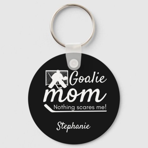 Hockey Goalie Mom Keychain not scared black